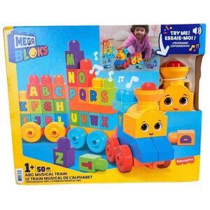 Mega Bloks ABC Musical Train 50 Piece Alphabet Building Set with Sounds & Music